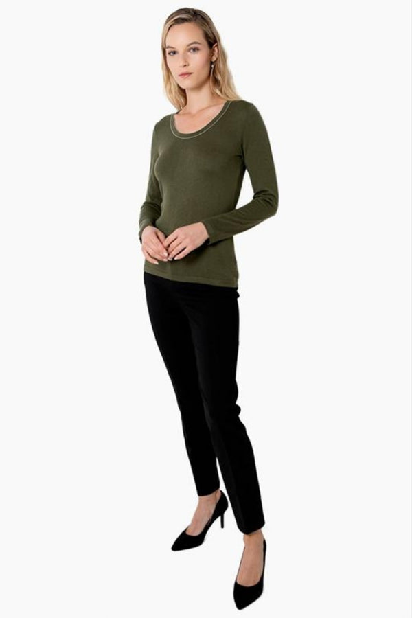 Silk Cashmere Crewneck - Olive Branch