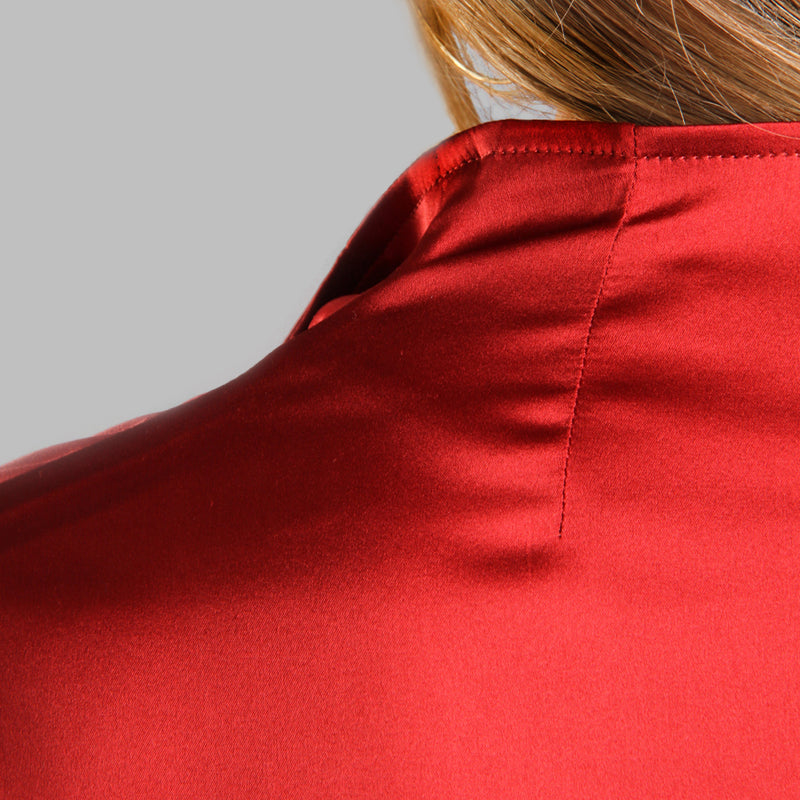 Soft Collared Blouse - Deep Red